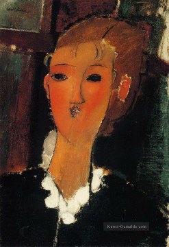  med - junge Frau in einem kleinen ruff 1915 Amedeo Modigliani